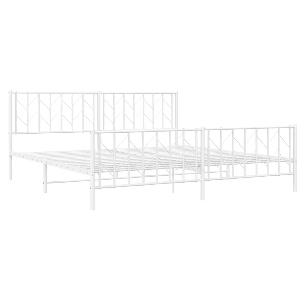 Giroletto con Testiera e Pediera Metallo Bianco 193x203 cm 374510
