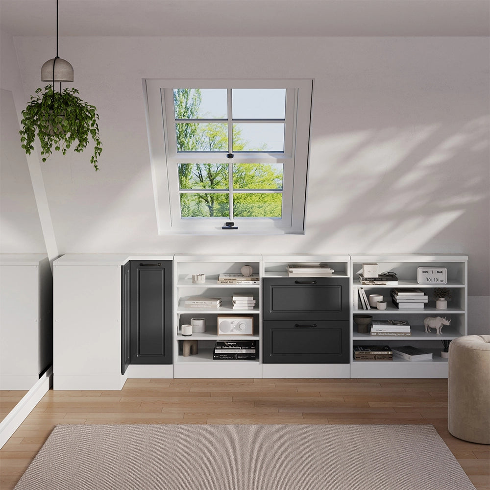Mobile sottotetto Mobile angolare Rion Antracite rustico/Bianco 75.6 x 83.8 cm con 1 porta Vicco