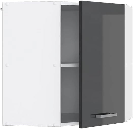 Mobile angolare da cucina R-Line, Antracite lucido, 57 cm, per la libera combinazione all'interno di sistemi cucina modulari