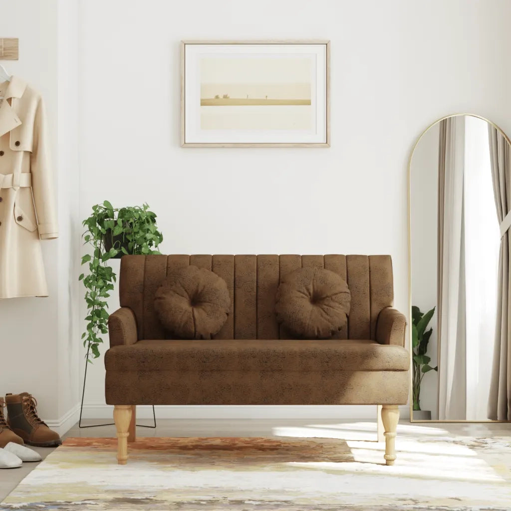 Panca con Cuscini Marrone 113x64,5x75,5 cm in Scamosciato CFW7485082