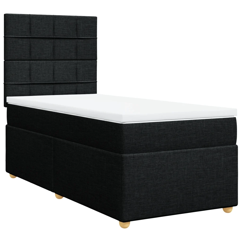 Giroletto a Molle con Materasso Nero 100x200 cm in Tessuto