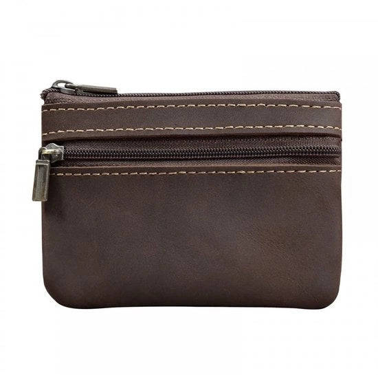 Portafoglio Uomo - Pelle Artigianale - Cassetto con Tessera e Chiave - 2 Tasche - Sostenibile - Compatta 11cm x 7,5cm x 1cm