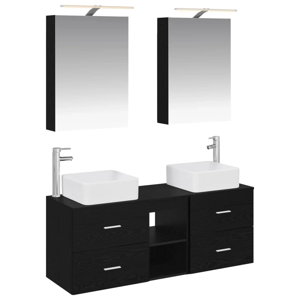 Set di mobili per il bagno 5 pcs Rovere Nero 3406752