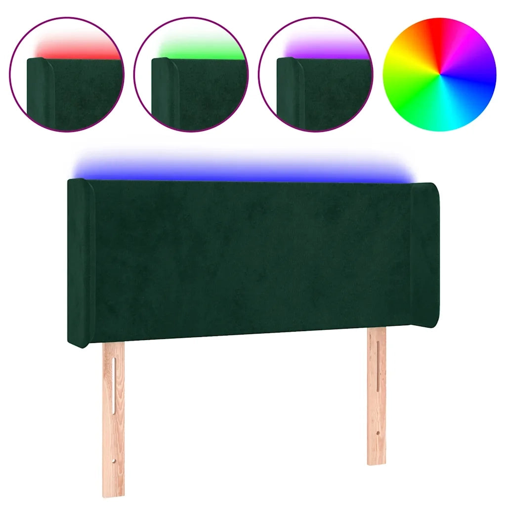 Testiera a LED Verde scuro 93x16x78/88 cm in Velluto