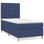 Letto singolo | Letto per adulti | Giroletto a Molle con Materasso Blu 90x190 cm in Tessuto