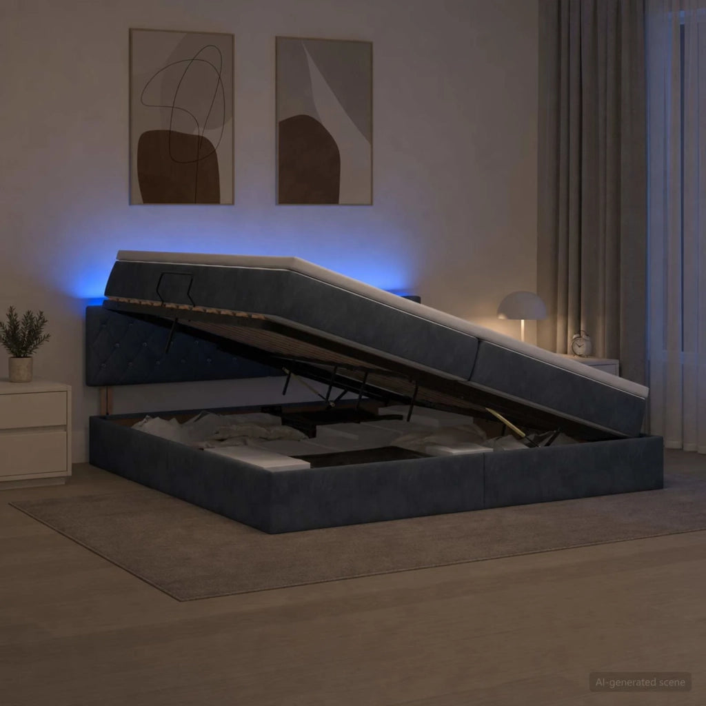Letto con contenitore LED e materasso Grigio Scuro 200 x 200 cm 3459211
