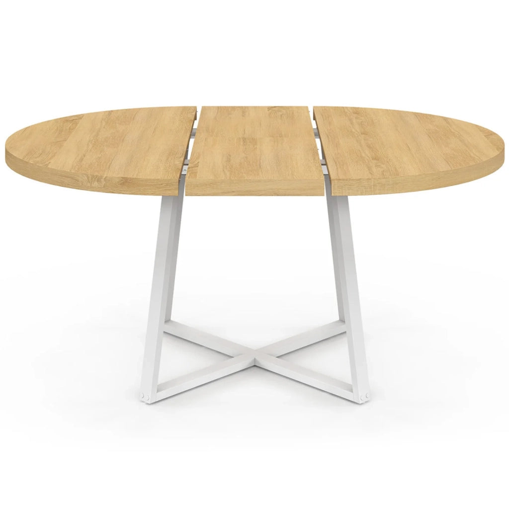 IDMarket - SELMA tavolo da pranzo rotondo allungabile 4-8 persone legno e bianco 110-150 cm
