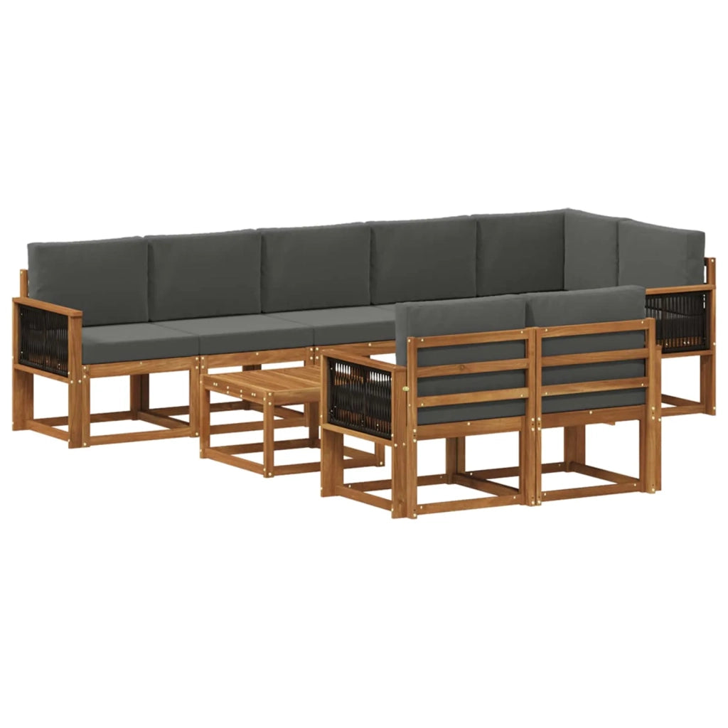 Set di divani da esterno 9 pcs Naturale e Antracite Poliestere