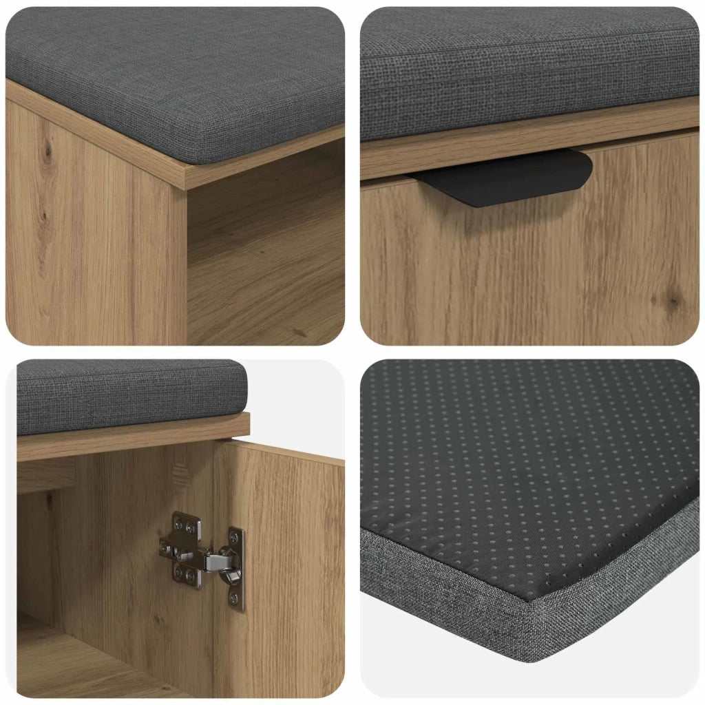 Panca per scarpe con cuscino Rovere Artigianale 80 x 38 x 46 cm 906129