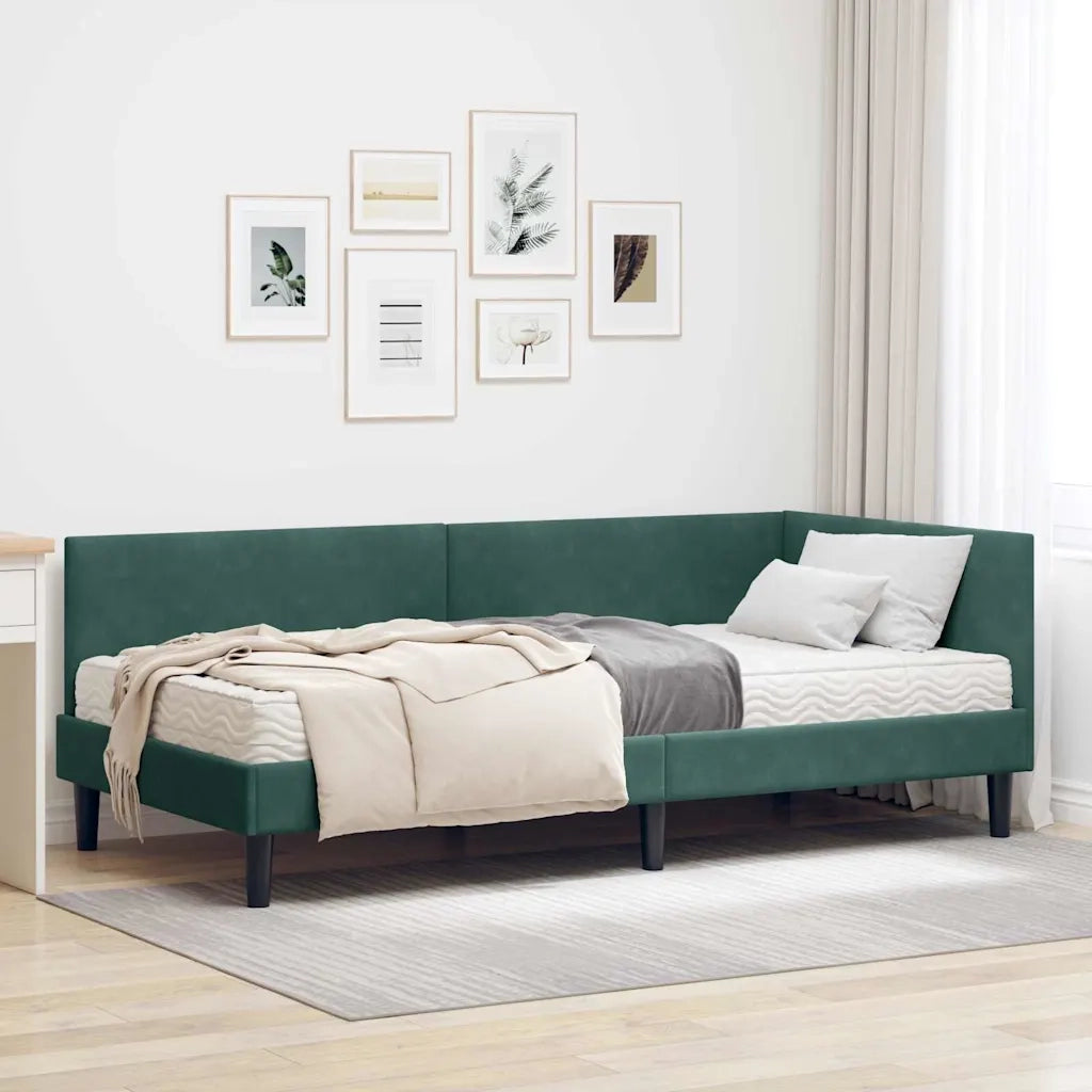 Struttura Letto Angolare con Materasso 2 pcs Verde Velluto 3393790