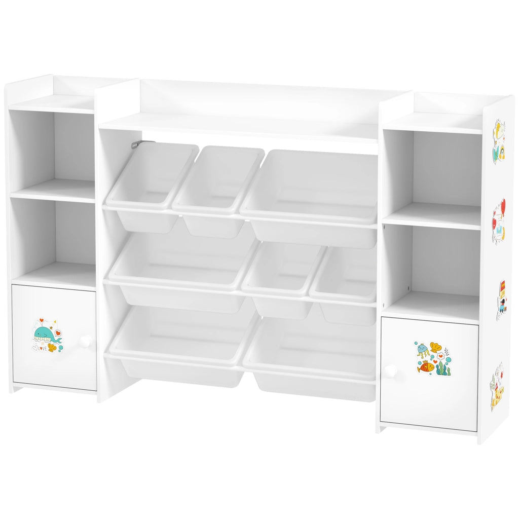 Scaffale per giocattoli bambini con 8 bacs ¨C zephmum ¨C bianco 140x30x90