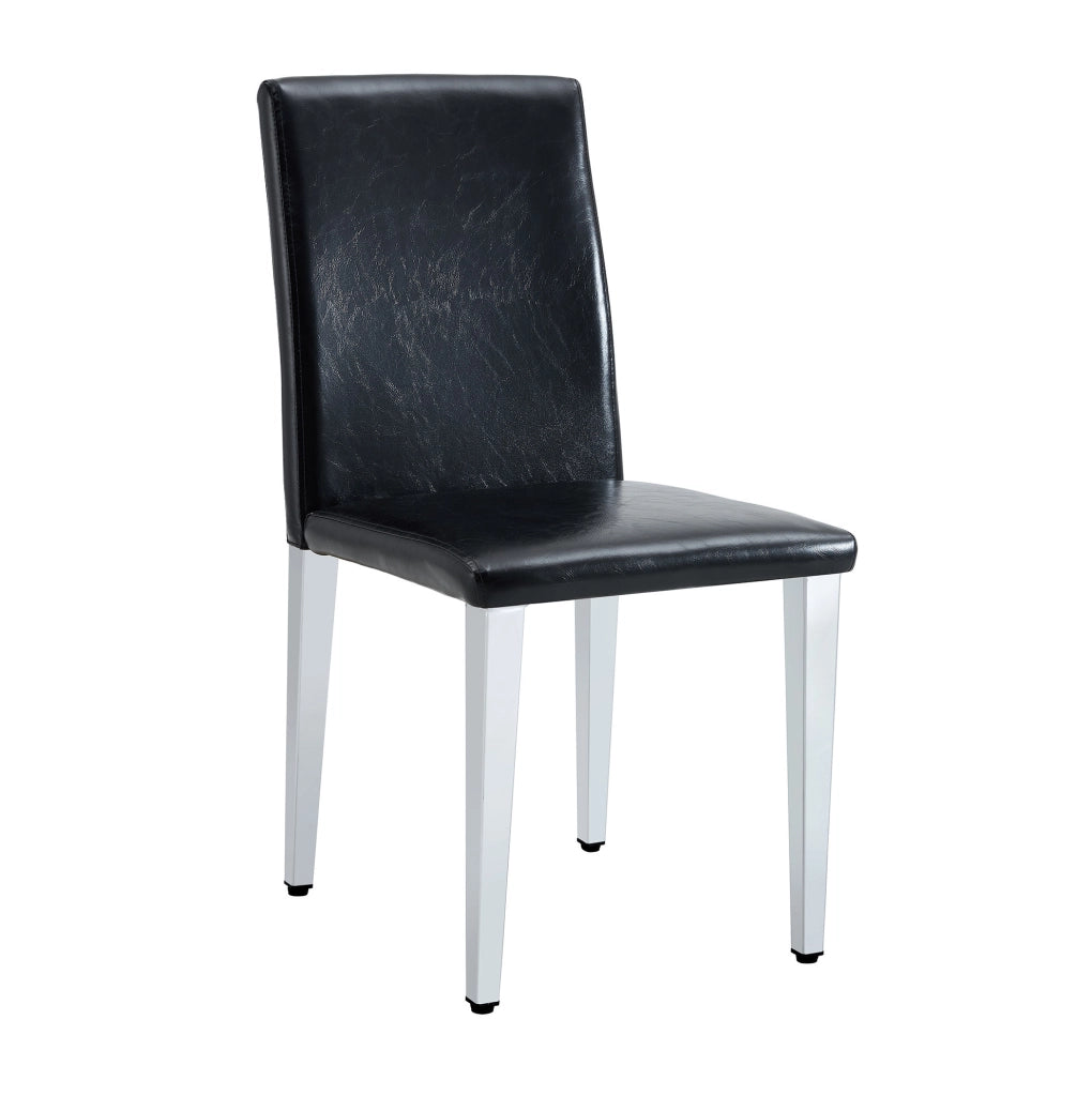 Set di 2 sedie da pranzo in PU; gambe in metallo; nero e argento