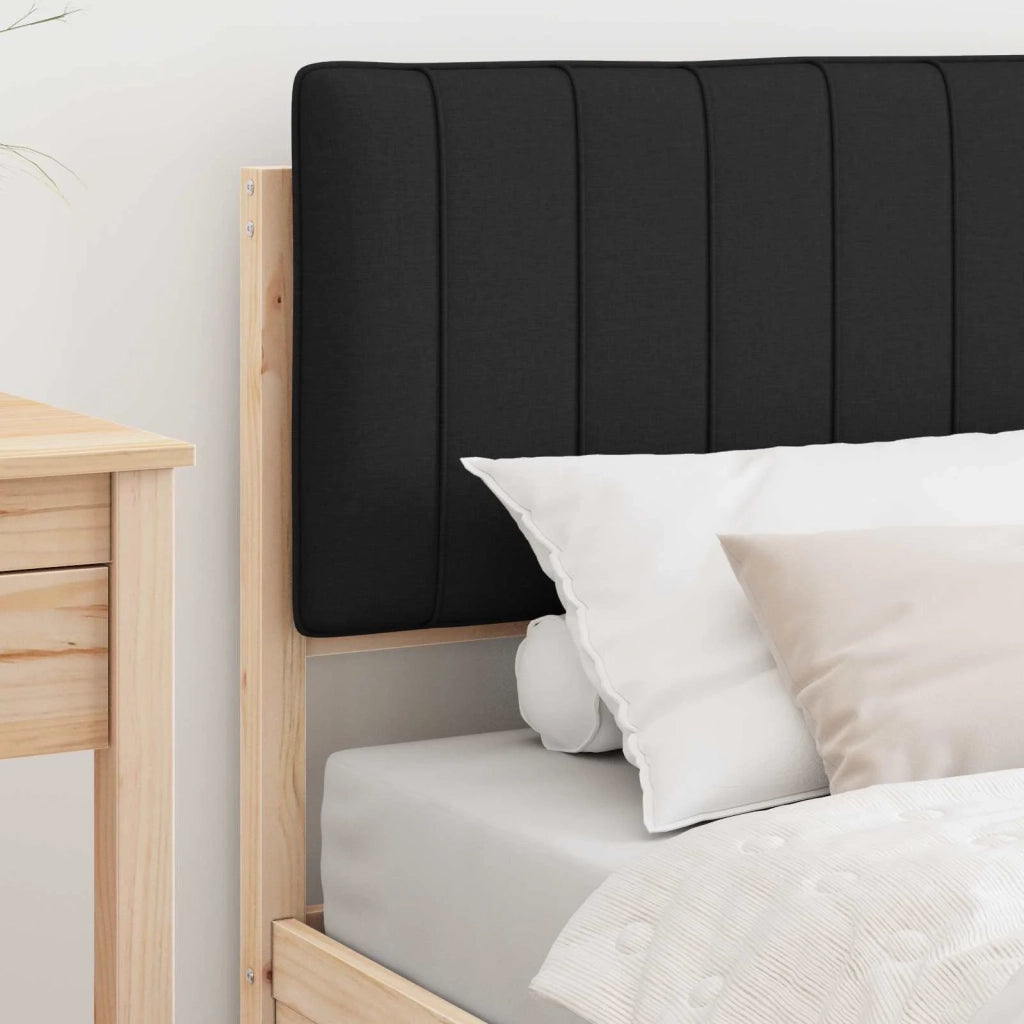 Letto con Testiera Rivestita Nero 90 x 190 cm Pino massello