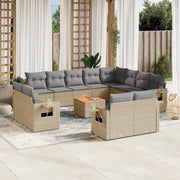 Set Divano da Giardino 13 pz con Cuscini Beige Misto Polyrattan 3257165
