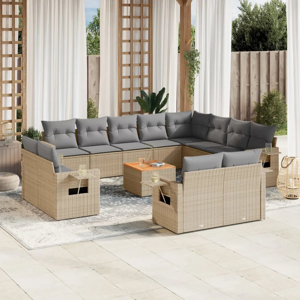 Set Divano da Giardino 13 pz con Cuscini Beige Misto Polyrattan 3257165