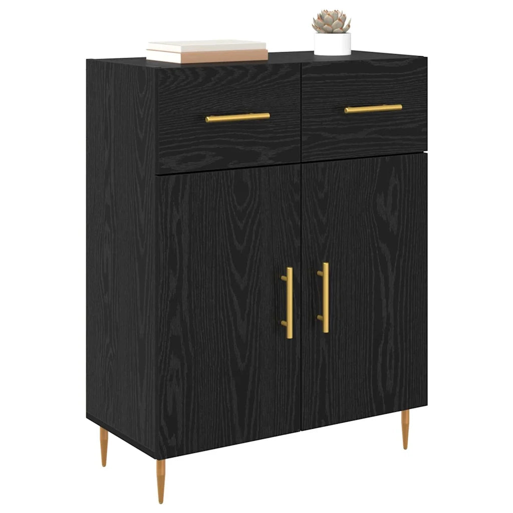 Credenza-Buffet-Armadio da cucina Rovere Nero 69,5 x 34 x 90 cm Legno multistrato 849101
