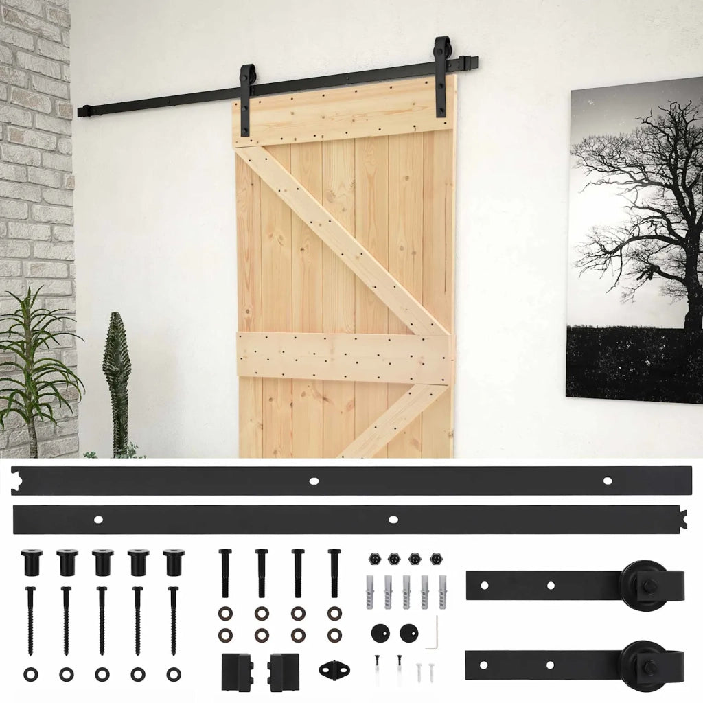 Porta scorrevole Naturale e Nero 90 x 210 cm 3444863