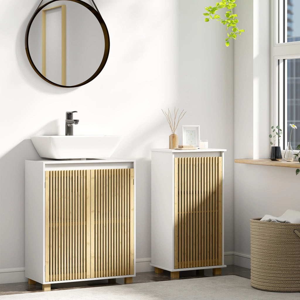 Mobiletto sottolavabo bagno ¨C zephmum ¨C 60x30x75 cm legno bamb¨´ effetto naturale