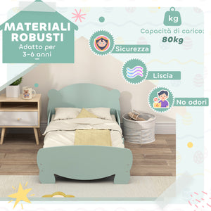Struttura Letto Singolo per Bambini Orso 143,5x80x55 cm con Sponde Laterali in Legno Verde