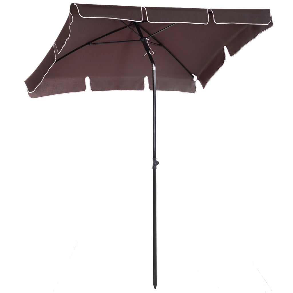 EasyComfort Ombrellone da Giardino Rettangolare e Regolabile con Palo in Alluminio, 2x1.3x2.5 m, Marrone e Nero