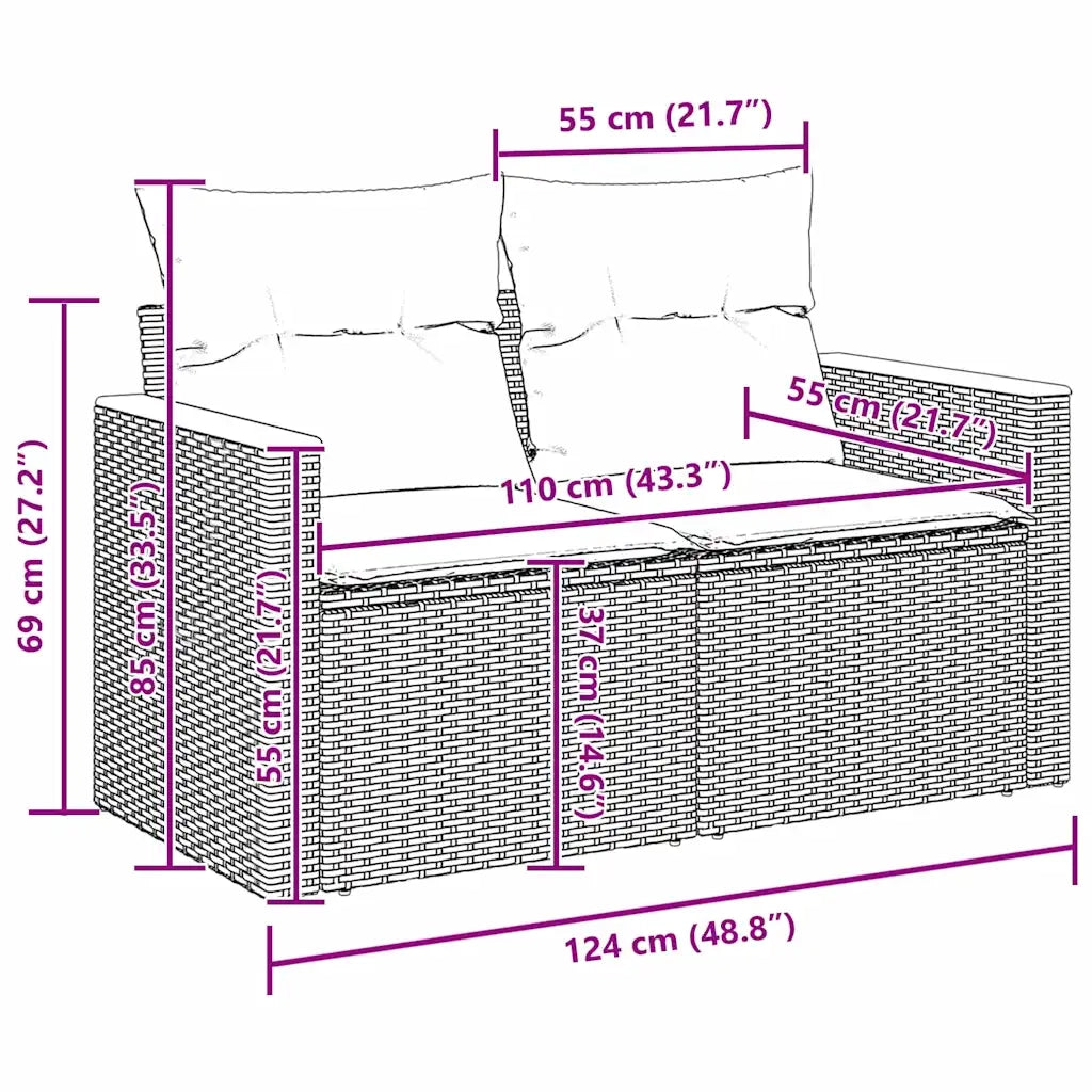 Set Divano da Giardino 10 pcs Beige polyrattan 3363006