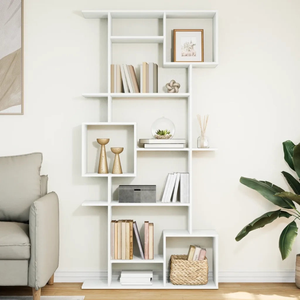 Libreria-Scaffale per Libri-Mobile di Stoccaggio Bianca 92x29x188 cm in Legno Multistrato