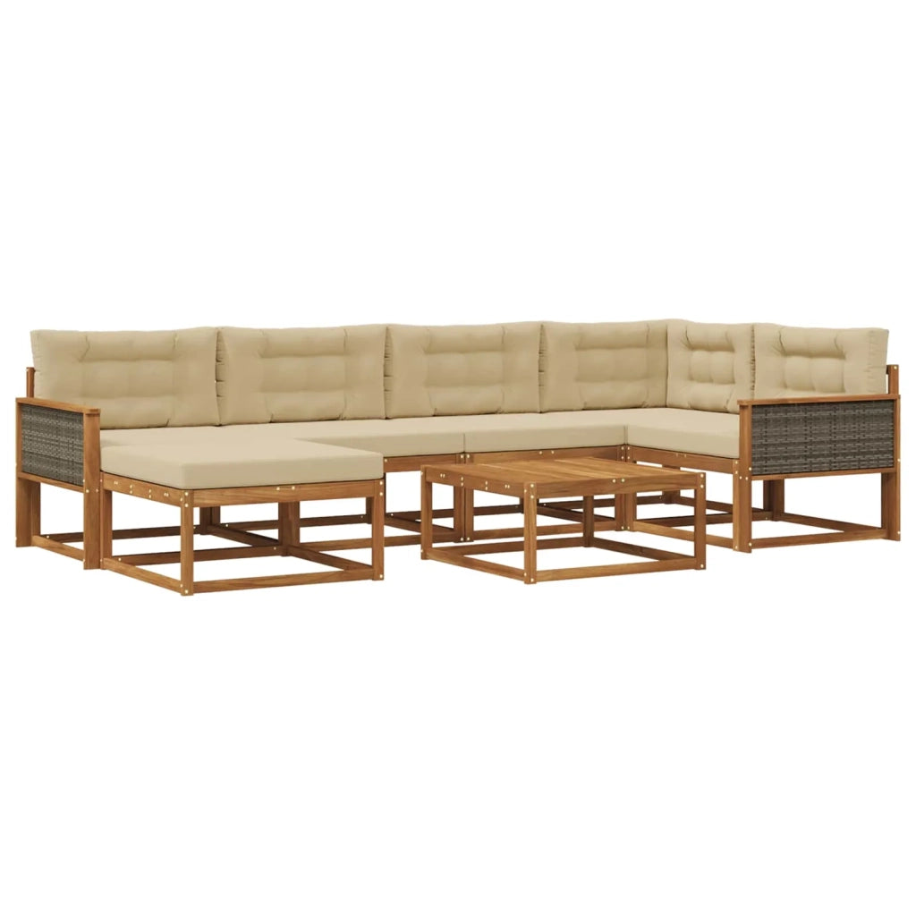 Set di divani da esterno con cuscino 7 pcs Naturale e Beige 3382721