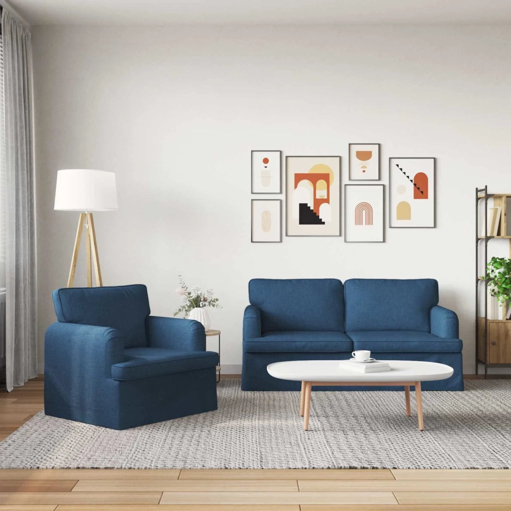 Set di divani 2 pcs Blu 162 x 80 x 85 cm Tessuto