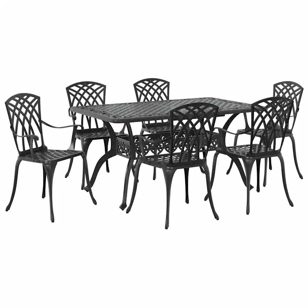 Set da Pranzo per Giardino 7 pcs Nero Alluminio 3334681