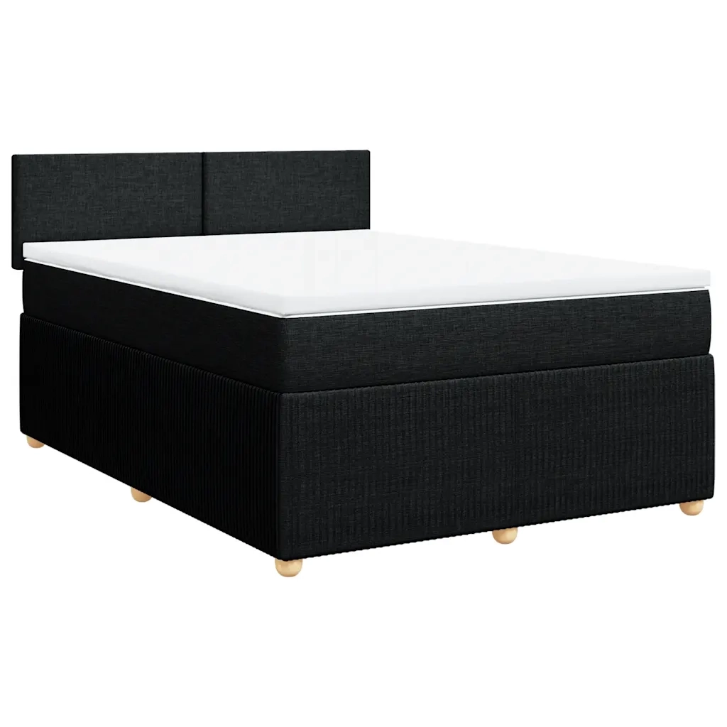 Giroletto a Molle con Materasso Nero 140x190 cm in Tessuto