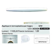Trade Shop - Applique Led 12 Watt Ip20 Per Specchio Bagno Luce Calda Naturale Fredda Xc-6424 - -bianco Caldo      -