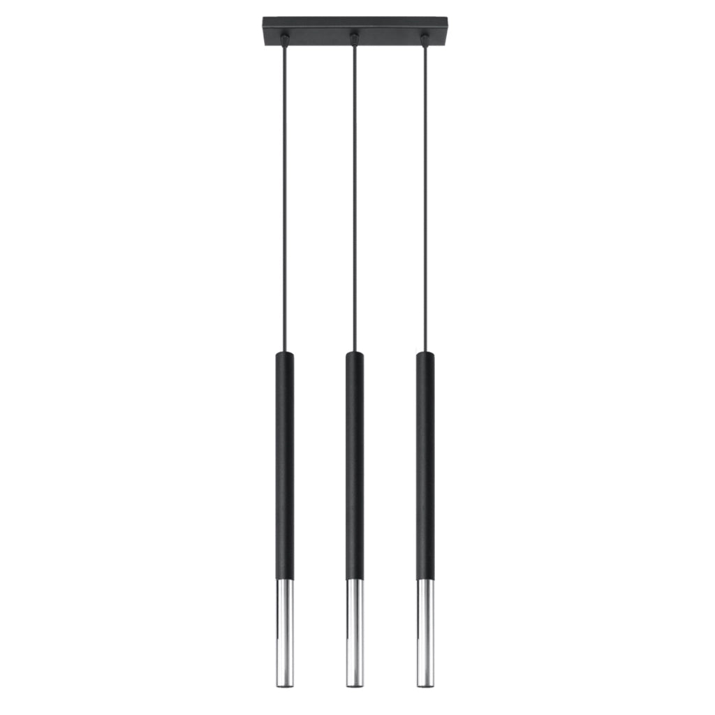 Lampada moderna in acciaio tubolare Mozaica Ocean Green, nero cromato, 3x8W G9