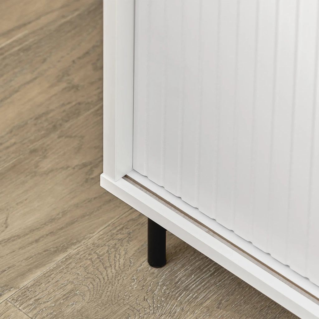 Credenza con anta scorrevole, Cassettiera, Mobile da cucina, Scarpiera da ingresso, Bianco, 70x37x87cm, FSB62-W SoBuy