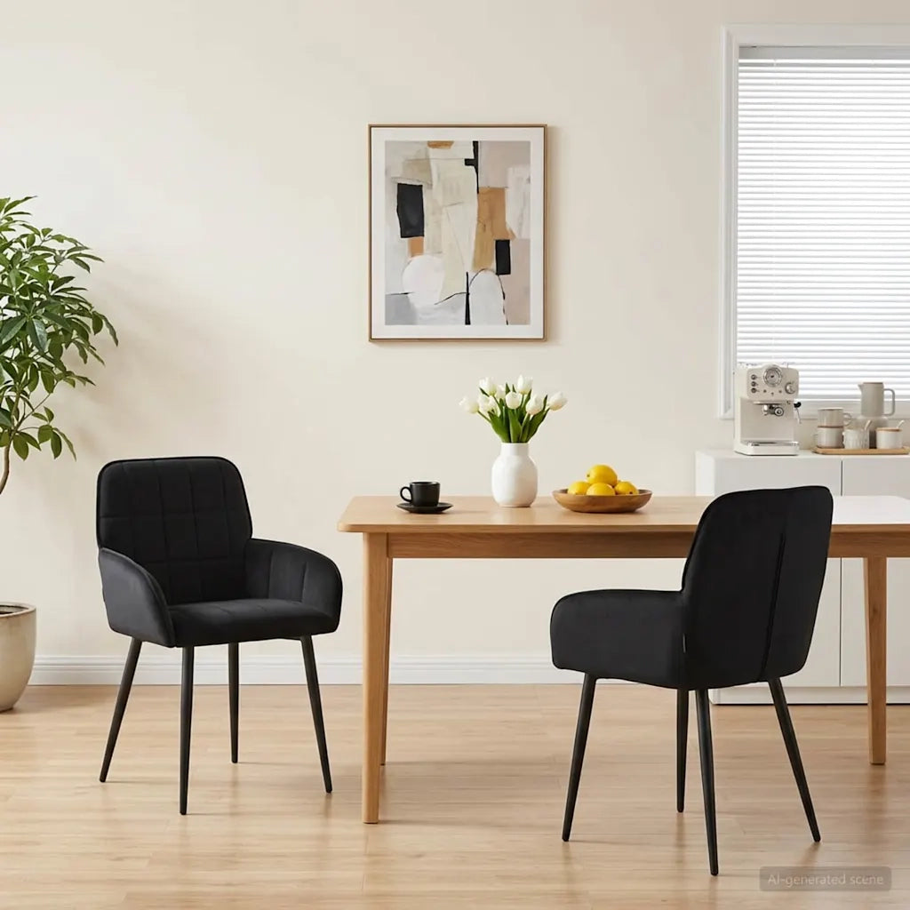 Sedie da pranzo 2 pcs Velluto (V) Nero 56,5 x 50 x 86 cm 42034276