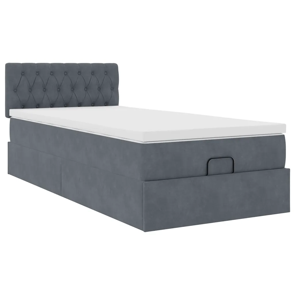 Struttura Letto Pouf con Materasso 100x200 cm Velluto 3312675
