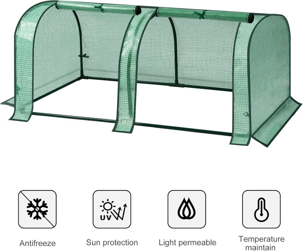 Serra da Giardino Serra per Piante 130x60x50cm Telo in PE Semitrasparente 130g/m2 Impermeabile Resistente a Pioggia e Neve Multiuso Riparo per Piante Verde