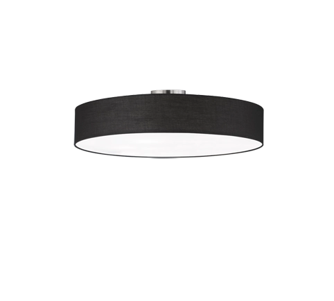 Plafoniera Soffitto Interno Tonda 10W 5 Luci Diffusore Tessuto Nero GD Trio