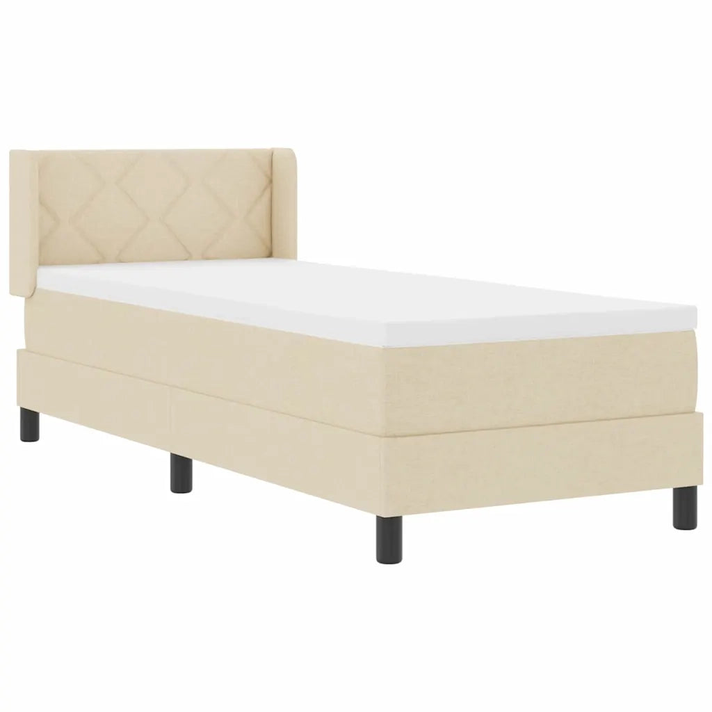 Letto a molle con testiera Crema 200 x 80 cm Tessuto 3341137