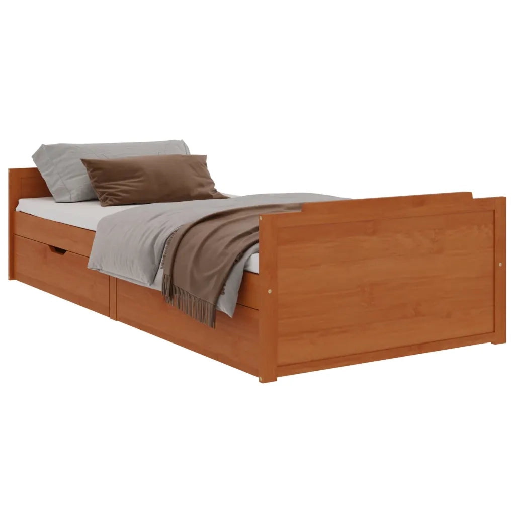 Giroletto-Struttura Letto Ambra con Cassetti Legno Massello di Pino 90x200 cm