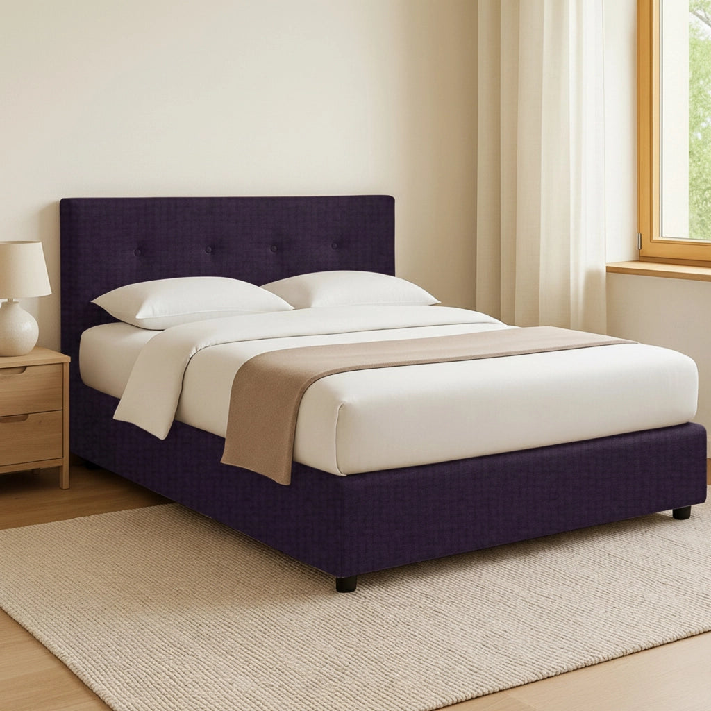 Luton, Letto Piazza e Mezza Sfoderabile Made in Italy, Viola