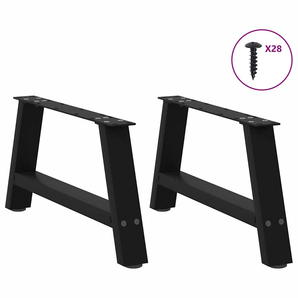 Set di 2 gambe robuste per tavolino da caffè a forma di A 70 x 30 x 31 cm con piedini regolabili stile moderno acciaio nero 02_0057104