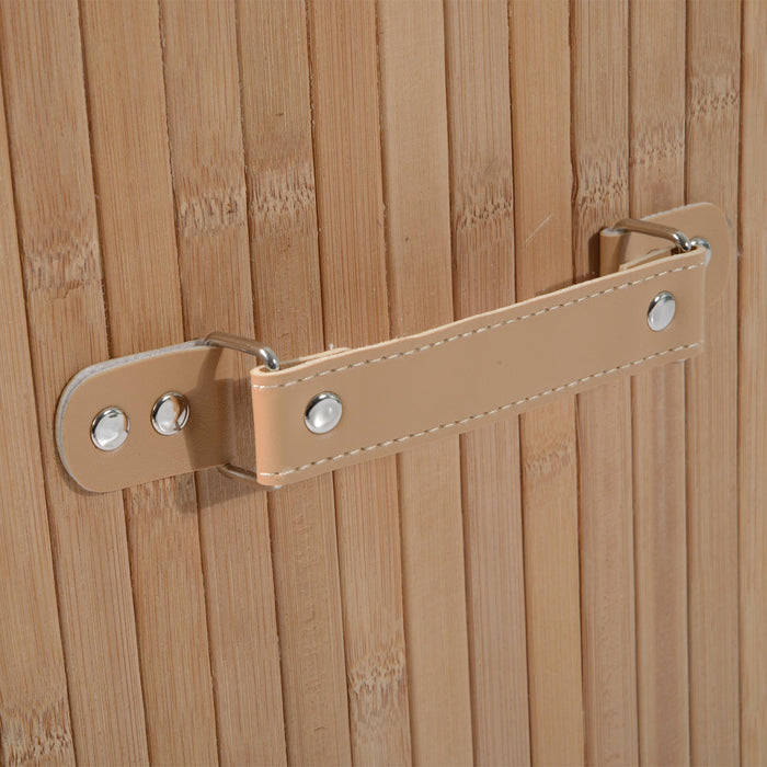 Cesta Portabiancheria 40x30x60 cm in Bambù con Coperchio e Fodera Rimovibile