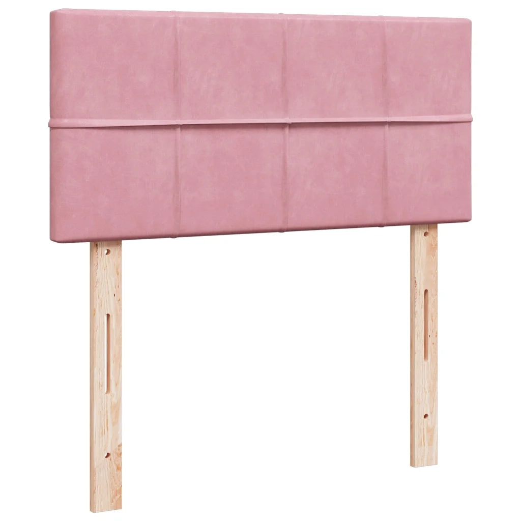 Struttura Letto Pouf con Materasso Rosa 100x200 cm Velluto 3312607