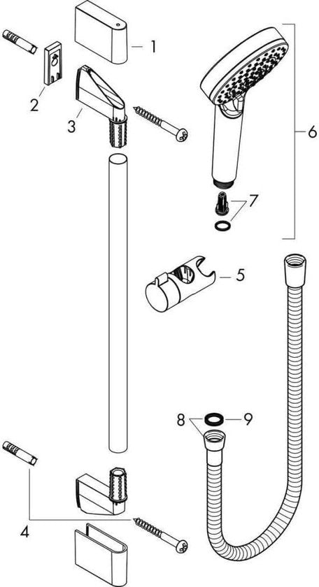 Set di doccia con maniglia di acciaio inox con testa di doccia, tubo di doccia e supporto per testa di doccia 26532400 testa di doccia con maniglia