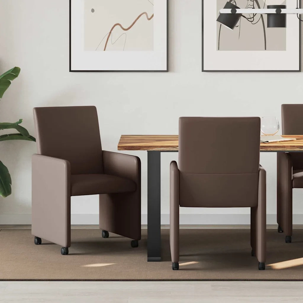 Sedie da Pranzo con Ruote 2 pcs Marrone 57 x 66 x 94 cm 42017818