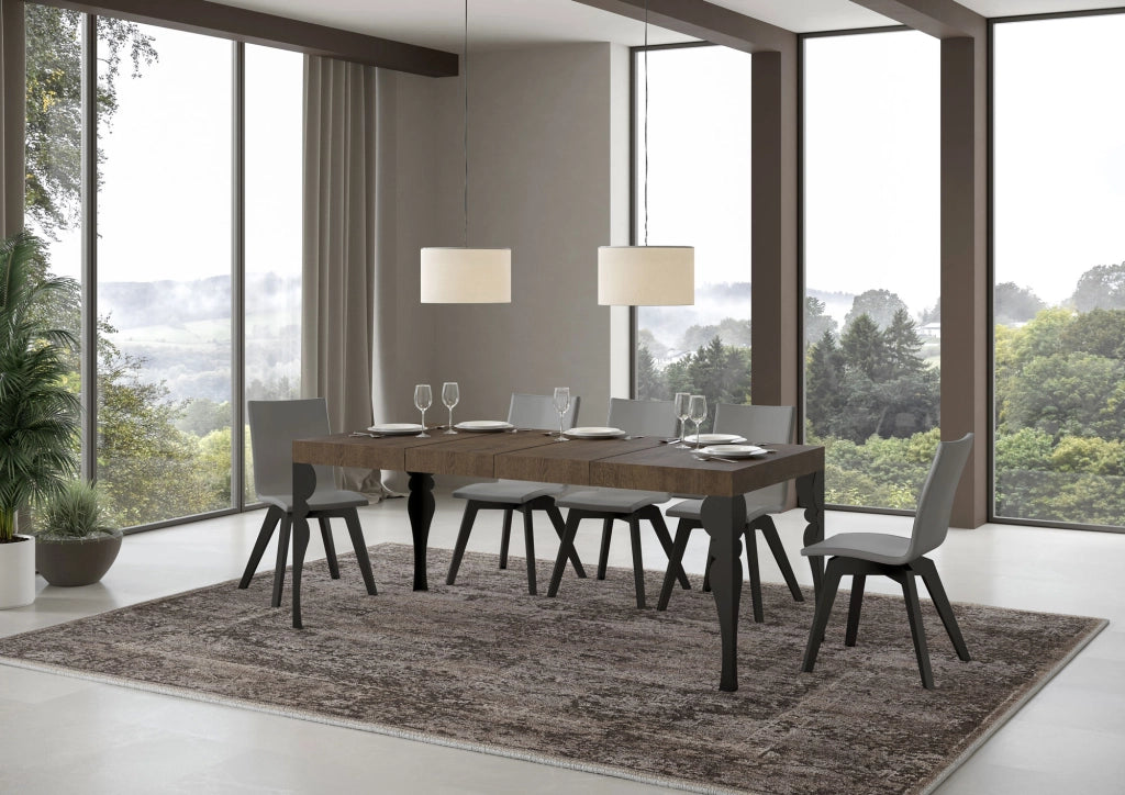 Tavolo allungabile 140/400x90 cm Paxon Premium noce gambe antracite