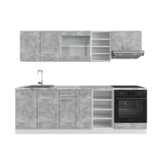 Vicco Cucina componibile Cemento/Bianco 240 cm senza piano di lavoro