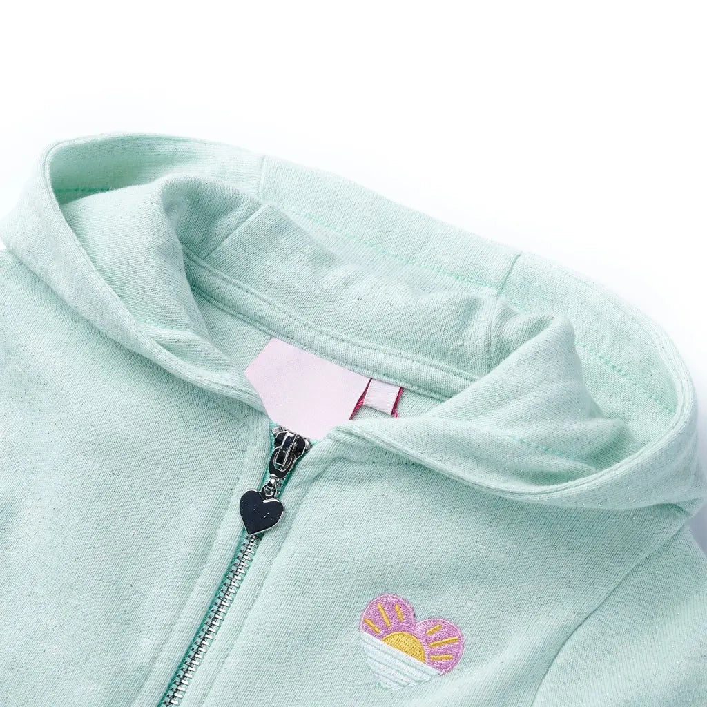Felpa con Cappuccio e Cerniera da Bambina Menta Chiaro Misto 92cod mxl 111433