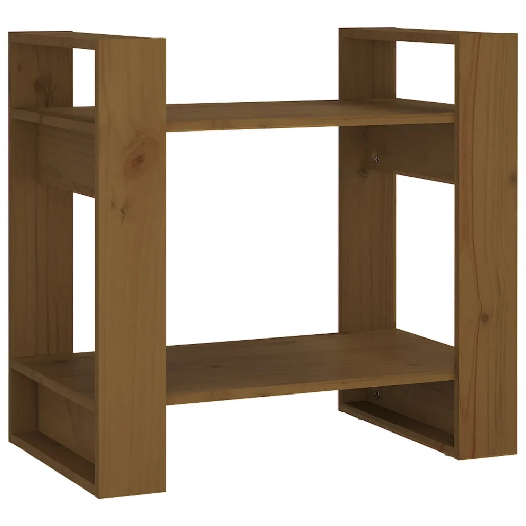 Libreria Divisorio-Scaffale per Libri-Mobile di Stoccaggio Ambrato 60x35x57 cm in Legno Massello
