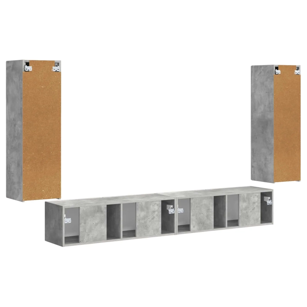 Set di Mobiletto da TV a Parete 4 pz-Credenza per TV sospesa Grigio cemento 938956